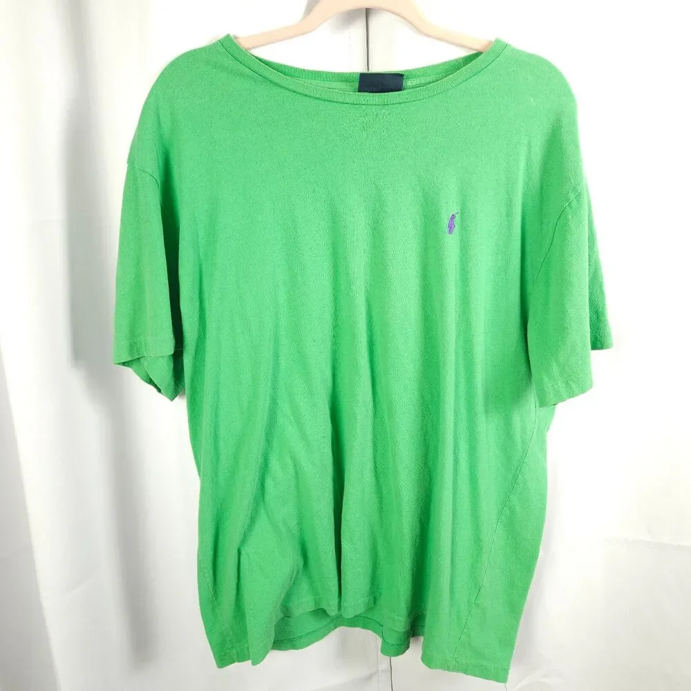 Polo‎ Ralph Lauren Men's Large Green T-Shirt Purple Pony Cotton